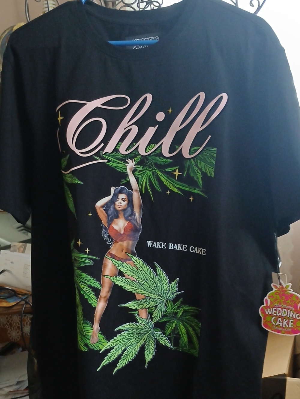 Chill Graphic Tee - Black with Pink & Green Print